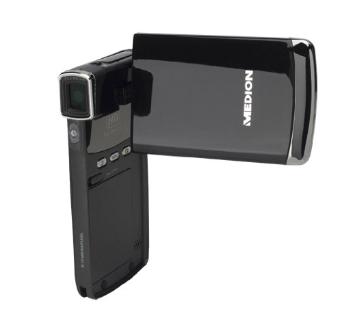Medion Life X47007 digitaler Super Slim Camcorder (5 Megapixel Kamera, 7,62 cm (3 Zoll), Full-HD, 4-fach digitaler Zoom, SD Kartenslot, USB 2.0) schwarz