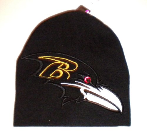 Baltimore Ravens NFL Black Large Logo Knit Skull Beanie Hat