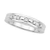 14K White Gold 0.14 ct. Round Brilliant Cut Diamond Wedding Band