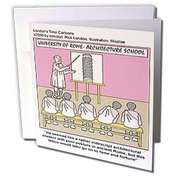 Londons Times Funny Society Cartoons - Leaning Tower Of Piza - Greeting Cards-12 Greeting Cards with envelopes