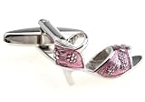 Silver Ladies High Heels Lady Pink Shoes women Cufflinks Cuff Links
