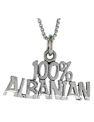 Sterling Silver 100% ALBANIAN Word Necklace, w/ 18 inch Box Chain
