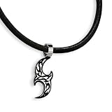 Stainless Steel and Black Accent Tribal Necklace