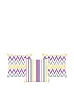 Apolena Set Funda De Cojín 3 Uds. (Morado/Blanco/Gris)