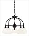 5 Light Chandelier - English Bronze Finish : White Opal Etched Glass : Faux Leather Shades Image