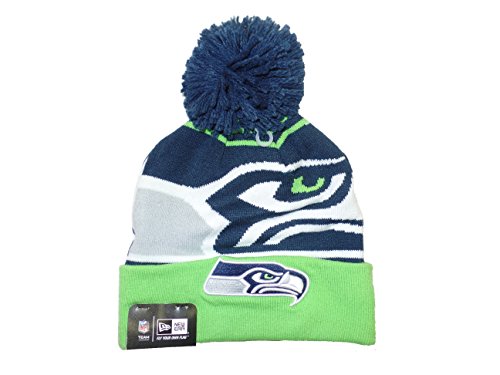 NFL Seattle Seahawks New Era Logo Whiz Pom Beanie, One Size, Blue