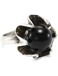 Dudine "Mexican Vagabond" Sterling Silver with Black Zig Zag Stone Ring