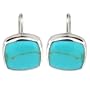 Sterling Silver Turquoise Inlay Square Drop Earrings