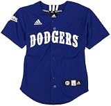 MLB Boys' Los Angeles Dodgers Screen Print Baseball Jersey, Western Blue, X-Large