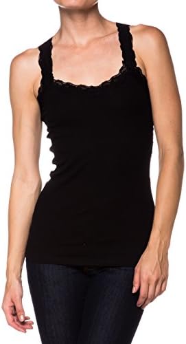 A.Sense Basic 2X1 Rib Cotton Span Lace Trim Tank Top