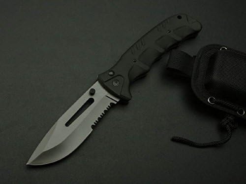 Assisted Open Swtooth Rescue Black Pocket Folding Knife Da-12-8.81''