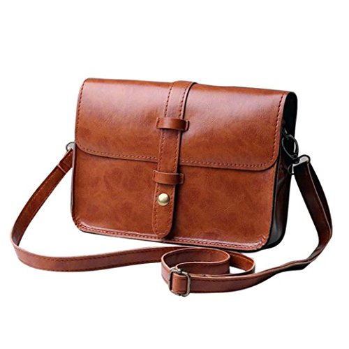 Vintage Leather CrossBody Handbag HN Shoulder Messenger Bag (Brown)