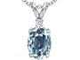 3.02 cttw 14k White Gold AAA Created Oval Aquamarine and Genuine Diamond Pendant in 14k White Gold