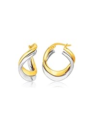 14K Two Tone Gold Earrings in Fancy Double Twist Style