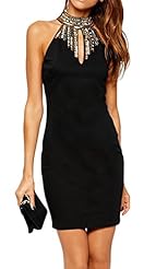 Sexy Cocktail Above the Knee Stretchy High-Neck Summer Club Dress/Party Dress/Mini Dress 