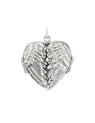 WithLoveSilver Sterling Silver Feather Angel Wing Charms Locket Pendant, Black
