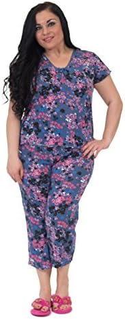 Jenna Lynn Women's Enchanting Two-Piece Floral Printed Pajamas Set Sleepwear SW1416-L-B