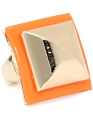 Ted Rossi "Extreme Neon" Neon Patent Square Pyramid Orange Adjustable Ring