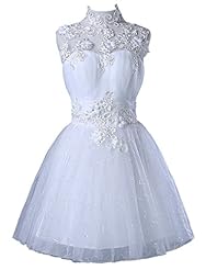 Tulle Halter Short Corset   Waistline Applique Wedding Party Dress 