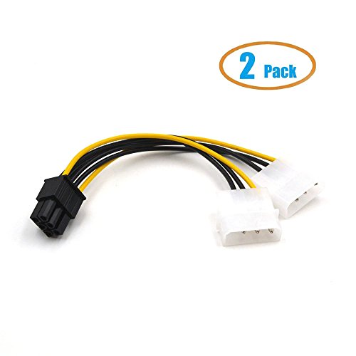 Electop 2 Pack PCI Express 6 Pin to 2 x 4 Pin Molex Power Cable