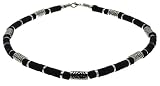 Image of Mens Surf Surfer Metal & Black Bead Beads Necklace Choker - F