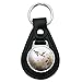 Green-Winged Teal Ducks Taking Flight Hunters Hunting Black Leather Keychain