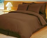 King/Cal.King Stripe Chocolate Duvet Cover and Two Pillow Shams Set 600 Thr ....