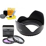 Pro EW-60C 58mm Hard Lens Hood & 3 (UV/FLD/CPL) Filter Set for Canon EF-S 18-55mm f/3.5-5.6 IS Zoom Lens (with EOS 50D, 7D, Rebel XSi, XS, T1i, T2i Digital SLR Camera)