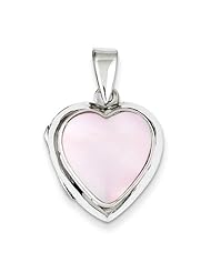 Sterling Silver 17mm Pink Mother of Pearl Heart Locket. Metal Wt- 4.19g