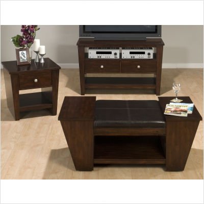 Upholstered Lift Top Mobile Cocktail Table Set in Rich and Warm Cherry