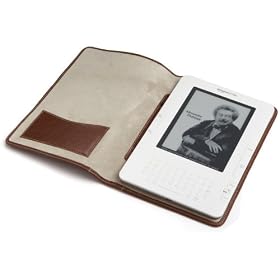 Cole Haan Hand-Stained Pebble Grain Leather Cover for Kindle 2 with Hinge,Saddle Tan