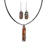 Necklace and Earrings Set - XS-14 - Genuine Handmade Dichroic Glass Pendant and Earrings - Hung on a 16" Stainless Steel Black Colored Multi-Strand Cord + 2" Extension Chain and French Wires ~ All Findings and Earring wires are made of .925 Sterling Silver
