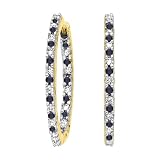 14K Yellow Gold 1/2 ct. Alternating Black and White Diamond Hoop Earrings