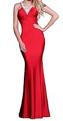 Sexy V-neck Cocktail Empire   Waistline Sequined Crystal Linen Evening Dress/Prom Dress/Party Dress/Wedding Dress 