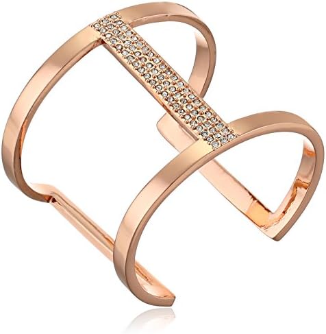 Vince Camuto Rose Gold-Plated and Crystal Bar Cuff Bracelet, 6"