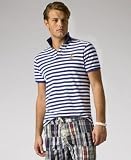 Polo by Ralph Lauren Short Sleeve Stripe Novelty Mesh Polo Blue Yacht/White L