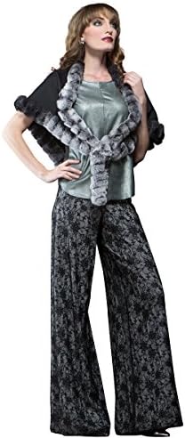 Glamourpuss NYC Women's The black 'Bohemian Scarf' with Rex Rabbit Fur Trim