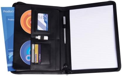 Cescahide A4 Deluxe Zipped Leather Conference Folder - Black,AM0017