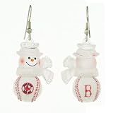 Boston Red Sox Set of 1" Snowman Baseball Earrings - MLB Baseball