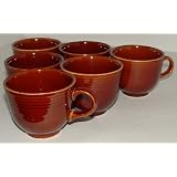 Set Of 6ea Vintage Brown Glaze Coffee Mugs