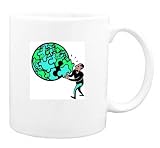 Mug with man, repair, fix, broken, puzzle, globe, business