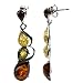 Sterling Silver Multi-color Amber Drop Earrings