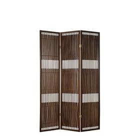 Folding Screen Room Divider - 3 Panels Ashville Dark Walnut Finish by Adesso