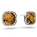 14K White Gold Cushion Genuine Citrine Earrings title=