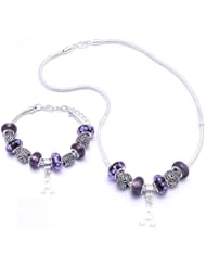 Initial Letter Charm Bracelet and Necklace Gift Set Girls Pandora Style PLEASE SPECIFY LETTER OF CHOICE