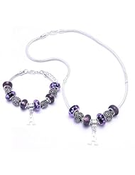 Initial Letter Charm Bracelet and Necklace Gift Set Girls Pandora Style Gift Boxed PLEASE SPECIFY LETTER OF CHOICE