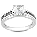 Sterling Silver 1 3/8 CT TGW Created White Sapphire 1/7 CT TDW Round Black Diamond Fashion Ring