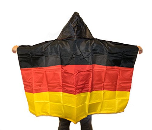 Fanartikel, Fanset Deutschland EM, WM, Fanpaket zur Europameisterschaft 2016, Schminke, Fahnen, Brille, Pfeife, Hut, Autofahne, Bandana, Tattoos, Fingernägel, Caxirola … (Poncho)