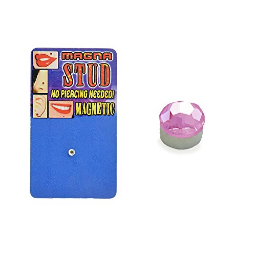 Magnetic Monroe Labret Nose Ear Stud Ring 3mm Pink stone