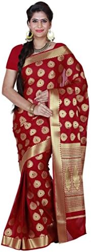 Womantra Maroon Color Woven Gold Butti Art Crepe Silk Saree